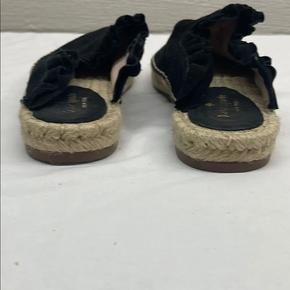 Kate Spade Black Suede Ruffled Espadrille Mules Size 7